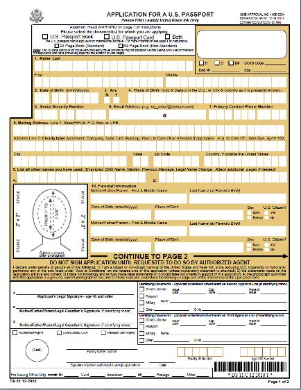 Passport Application Form DS-11