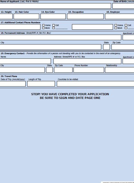 Applicaiton for a Passport