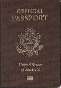 Official U.S. passport with brown cover.