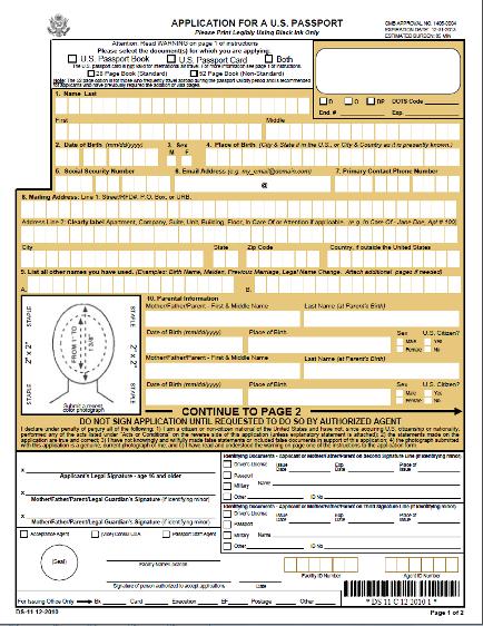 Application for a New Passport Form DS-11