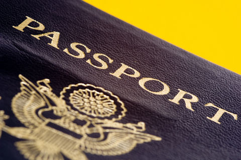 Passport cover closeup showing emblem of the U.S. Department of State