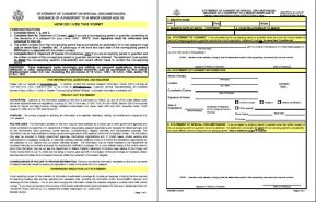 Form DS-3053 should be submitted as a statement of consent or to explain special circumstances when applying for a passport for a minor.