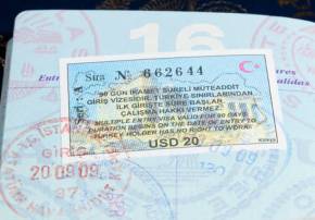 turkey visa and immigration stamps in US passport for Istanbul Turkey