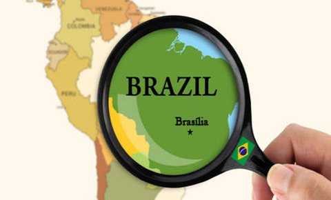 Map highlighting Brazil for the travel guide map