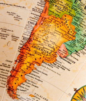 Argentina map on globe
