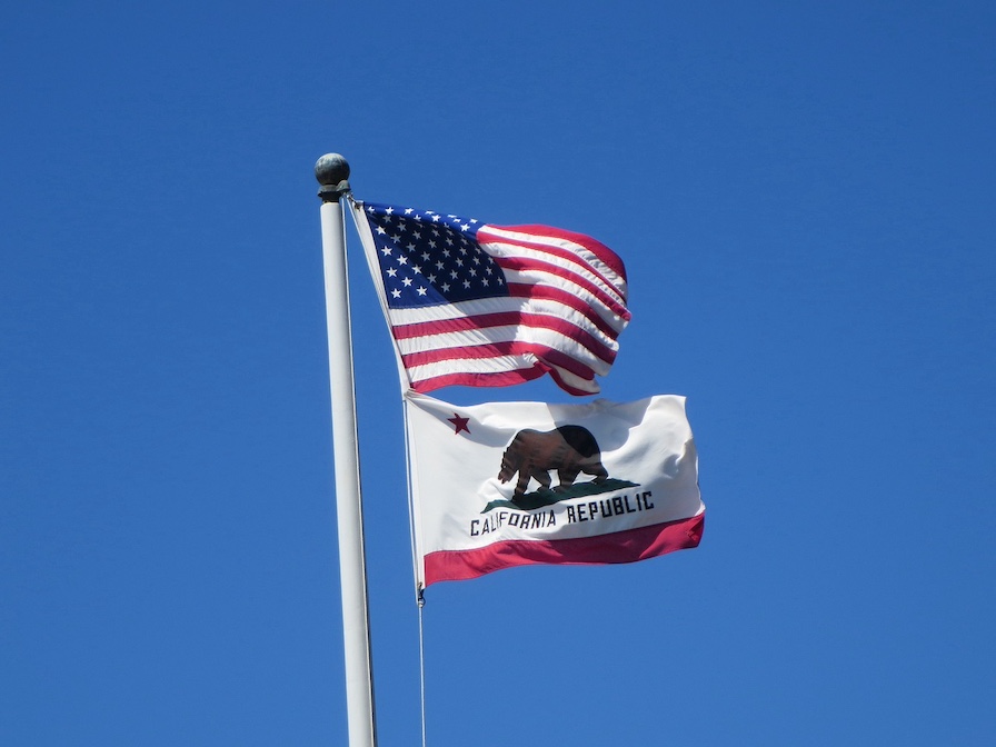 california state flag with american flag.