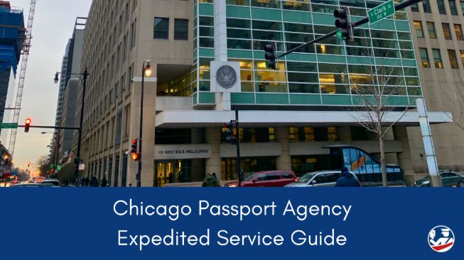 The entrance to the Chicago Passport Agency building
