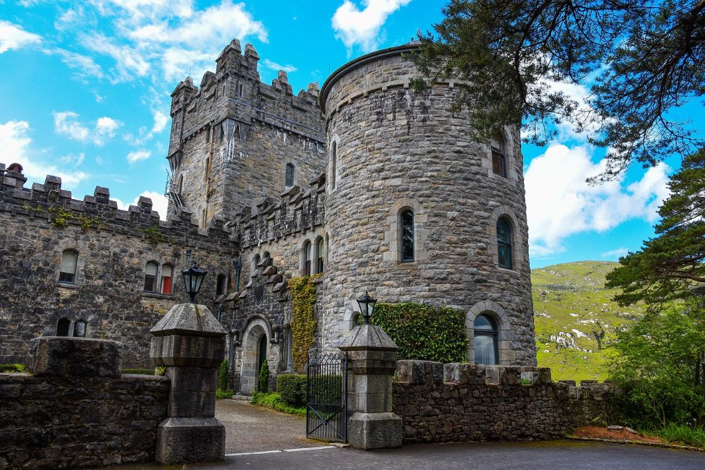 Historic castle architecture in the countryside of Ireland