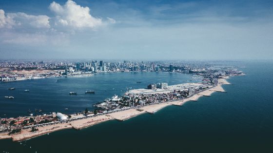 aerial view of Luanda, Angola coastline