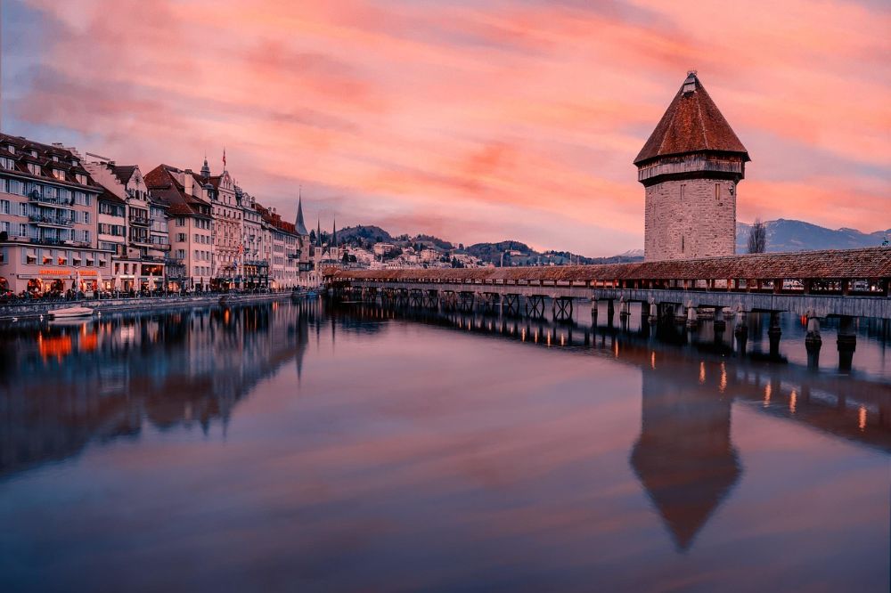 Cityscape of Lucerne, Switzerland along the water