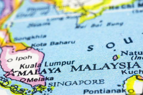 Map with close up of Malaysia