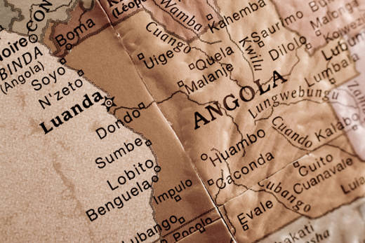 Map of Angola and capital city of Luanda