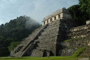 mayan pyramid ground view