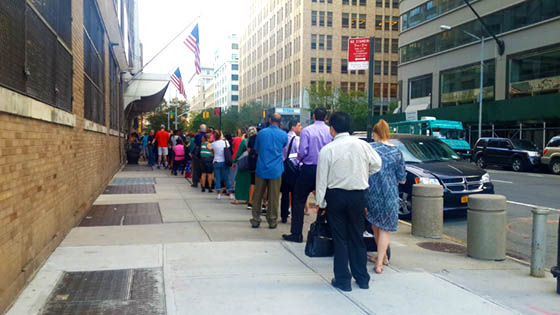 Long line at the New York Passport Agency on 276 Hudson Street, New York City