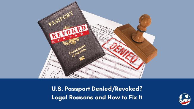 U.S. Passport with a 'Denied' stamp over it.