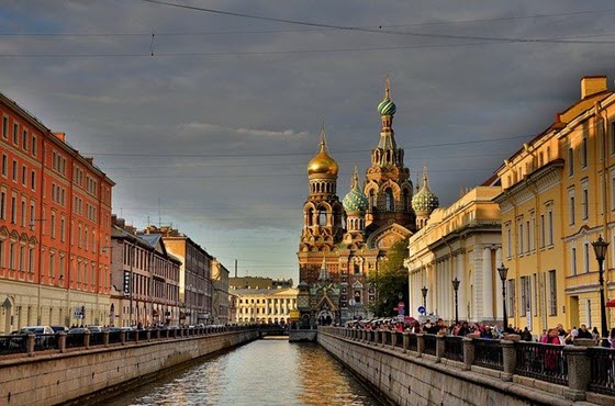 St. Petersburg Russia canal with church in the background.
