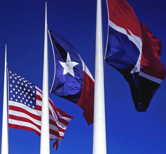 Texas and United States Flags