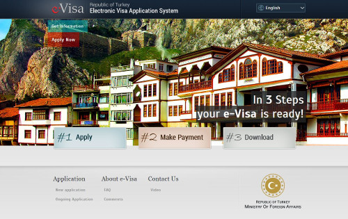 a screenshot of Turkey's eVisa application webpage