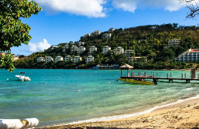 dock on the beach of St. Thomas