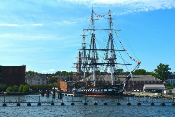 USS Constitution docked in Boston Harbor