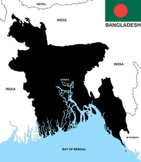 Bangladesh map and flag