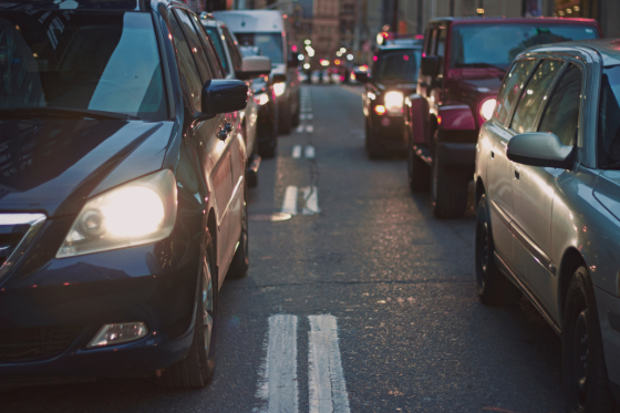 cars stopped in city traffic