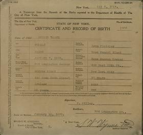 Certificate of Birth Record