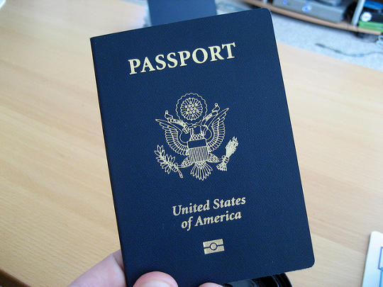 Closeup of epassport from United States
