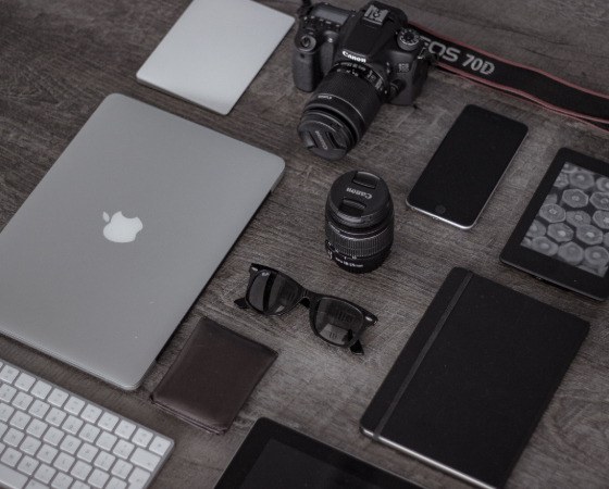 several electronic devices on a table