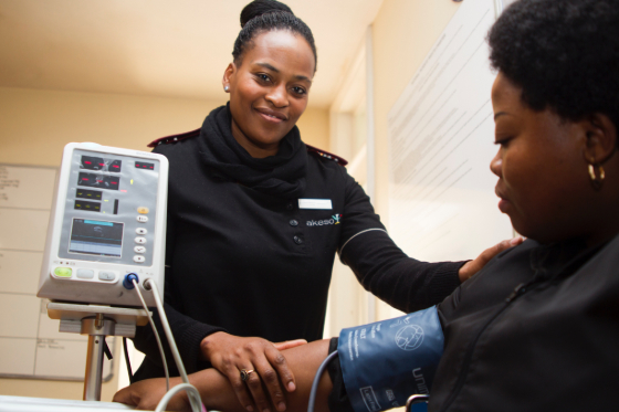 blood pressure check at the doctor's office