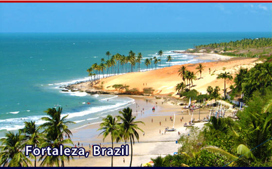 Sunny day on a red and white sand beach near Fortaleza Brazil
