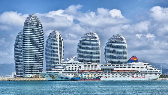 Cruise Ship in the Hainan China Harbor.