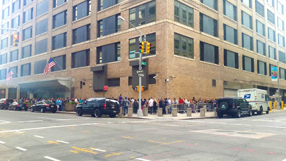 Long lines at the New York Passport Agency in the Greater New York Federal Building at 376 Hudson Street New York, NY 10014-3621