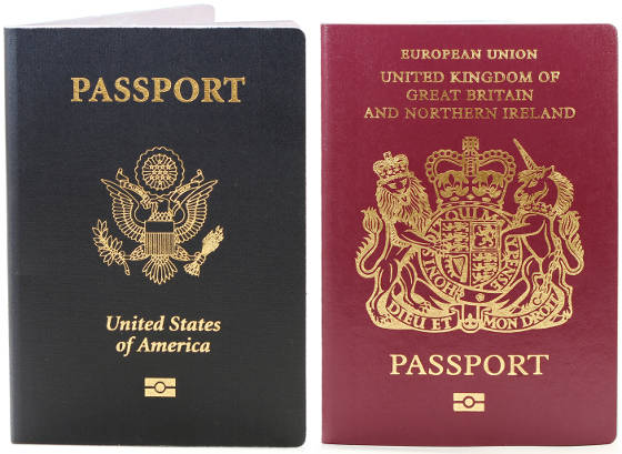 United Kingdom and United States passports