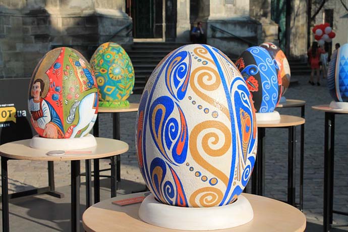 Large Decorated Easter Eggs in Ukraine