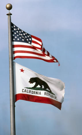 USA Flag and California Flag