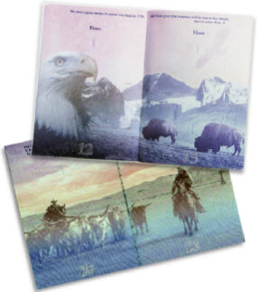 Visa pages in new United States passport.