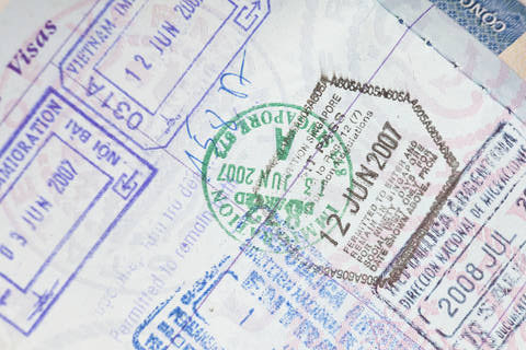 Visa Stamps in an American Passport