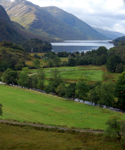 View along Jacobite steam train from Fort William to Mallaig