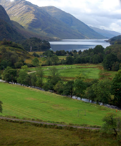 View along Jacobite steam train from Fort William to Mallaig